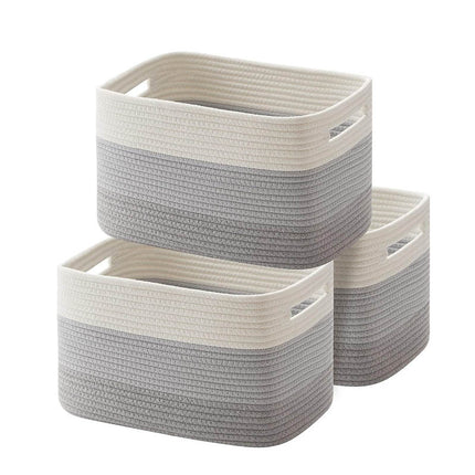 Amazon Explosions Cotton Rope Woven Storage Basket Desktop Toy Sundries Storage Basket Folding Organize Storage Basket Cross-border