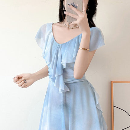 Fairy Swimsuit Female Ruffled Girl Student plus size Hot Spring Belly Covering Conservative Slimming Hot Spring plus size New Swimsuit