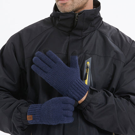 Winter Gloves Wool Cold-proof Warm Gloves Knitted Men's fleece-lined Outdoor Windproof Cycling Driving Touch Screen Gloves
