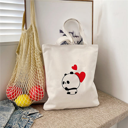 2022 New Fashion Printed Canvas Bag Korean Artistic Shopping Bag Solid Color Polyester Zipper Shoulder Handbag