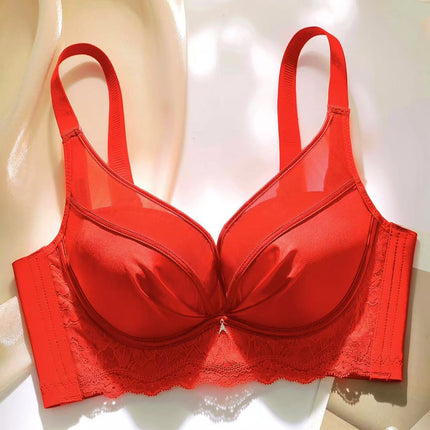 Seamless Satin Mesh Underwear Women's Medium Thick Small Chest Large Gathered Accessory Breast Anti-Sagging Non-Rim Bra