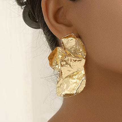 European and American Cross-Border Retro Paint Multi-Color Simulated Flowers Asymmetrical Exaggerated Large Petal Earrings Temperament Pastoral Earrings
