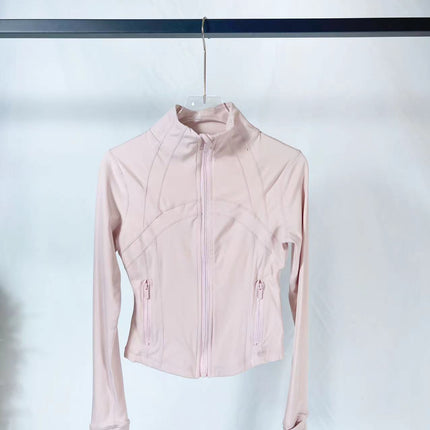 Lulu Yarn Vibration Gold Label Stand Collar Short Jacket Sports Yoga Wear Slimming Sports Jacket for Women