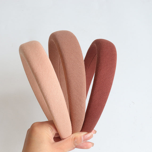 Vintage High-Top Headband for Hair Styling, Face Washing, and Outdoor Use, with Wide Edge and Sponge Padding in Coffee Color