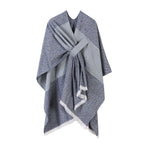 Striped tie-dye shawl-blue