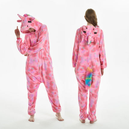 Cartoon One-Piece Cross-Border New Flannel Autumn and Winter Pajamas Animal Luminous Pegasus Dinosaur Couple Pajamas Home Clothes