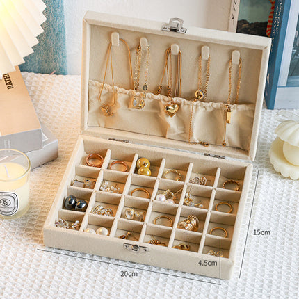 Flannel Jewelry Storage Box Dustproof High-grade Large Capacity Jewelry Box Earrings Bracelet Necklace Storage Display Jewelry Box