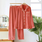 Island velvet double-sided cut strip women's set-orange / M