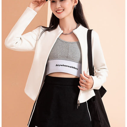 Autumn and Winter New Graphene Self-heating Vertical Collar Short Coat Slim-fit All-match Double-sided Fleece Sweater Casual Slim-fit Cardigan
