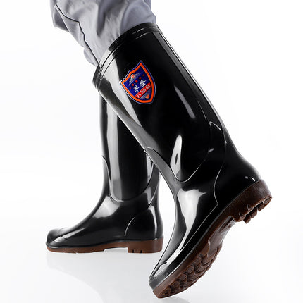 Wholesale Brown Quick-Drying Waterproof Rain Boots for Men, Labor Protection, Non-Slip, Acid and Alkali Resistant, Thickened High-Top Men's Water Boots