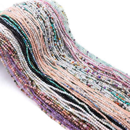 Natural Stone Crystal Mini Size Beads Cut Face Facet Round Beads Bracelet Necklace DIY Original Beaded Accessories Beads