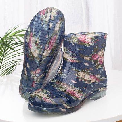 Low-cut women's rain boots short water shoes women's rubber shoes kitchen work waterproof non-slip warm water boots short rain boots wholesale