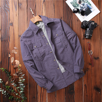 Outdoor climbing men's and women's quick-drying clothes quick-drying shirt detachable sports breathable fishing clothes factory wholesale