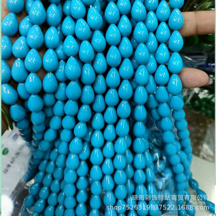 Europe and the United States in stock wholesale 9x 13mm water drop glass beads paint beads do not peel loose beads DIY jewelry accessories