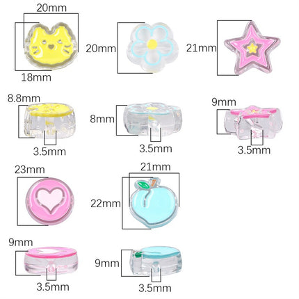 Acrylic love five-pointed star drop oil cartoon accessories DIY bracelet material homemade mobile phone case key chain hanging chain