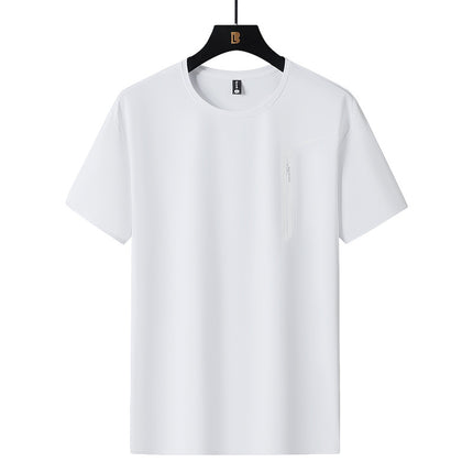 Ice Silk Short-sleeved T-shirt Men's and Women's 2025 New Summer Men's and Women's Thin Elastic Breathable Sports Quick-drying Clothes Cool T-shirt