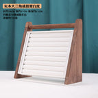 Solid wood triangle ring stand white leather (walnut color)