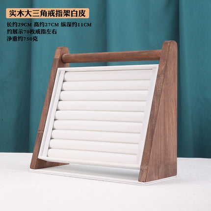 Black Walnut Color Ring Display Stand Large Triangle Ring Earrings Necklace Jewelry Storage Rack Live Props