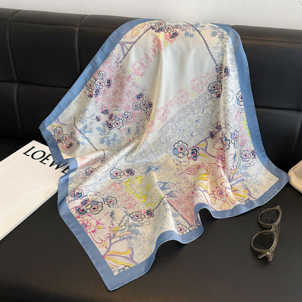 Simulated Silk Printed Silk Scarf for Women, Korean Cashew Leopard Print Headscarf, Four-Season Scarf, Professional Scarf Wholesale