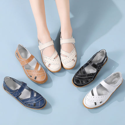 Cross-Border Large Size 35-46 Summer Women's Sandals, Hollow-Out Clogs, Loafers, Breathable and Comfortable Flat Shoes for Female Nurses