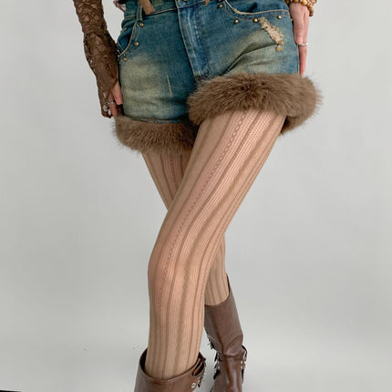 Internet Celebrity Retro Sexy Lace Pantyhose Gray Fishnet Stockings Spider Pattern Black Silk Fine Mesh Black Leggings