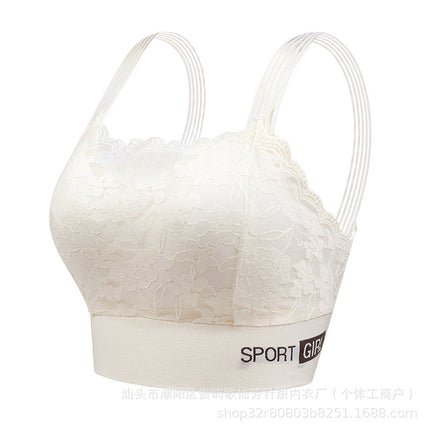 New Sexy French Style Lace Bra Beautiful Back Anti-Light Breathable Non-Steel Ring Gather-up Underwear Women's Vest Bra