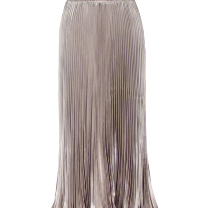 2025 new European and American foreign trade women's satin metallic luster pleated skirt long organ skirt long skirt skirt