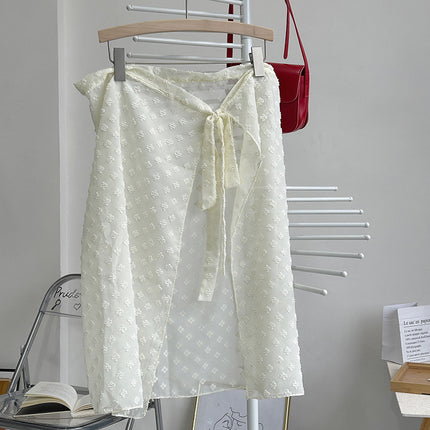 Drop pool knitted ~ stacked mesh skirt women's Korean new one-piece skirt curtain blouse hem lace fart curtain