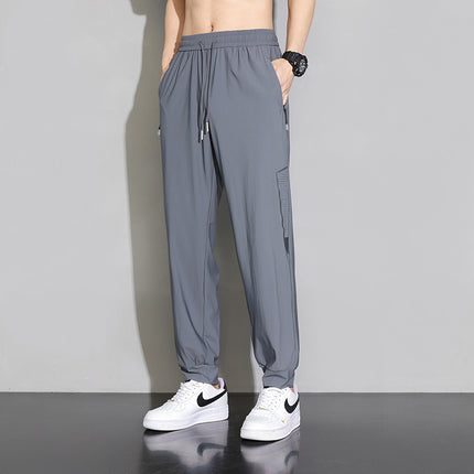 Summer Thin Ice Silk Pants Men's Dape Loose Leg Air Conditioning Pants Summer Breathable Casual Sports Pants