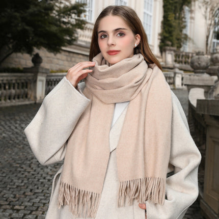 Wool Scarf Autumn and Winter Korean Style Cashmere Scarf Women's Winter New Women's Shawl Pure Color Scarf Versatile