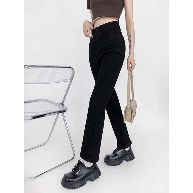 High-Waisted Flared Jeans for Women, Trendy Versatile Plus-Size Slimming Cropped Bootcut Pants