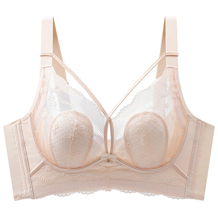Sexy Ultra-thin Rabbit Ears Lace Crystal Cup Thin Bra Push-up Breathable Large Chest Small Adjustable Women's Underwear