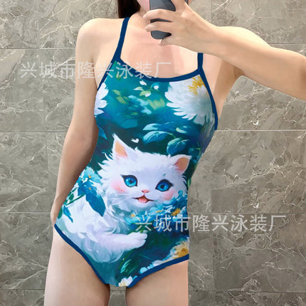 A variety of racing swimsuit 2025 new one-piece professional competitive swimsuit oil bright gilded high-end simple girl