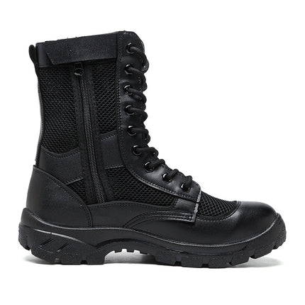 Summer Men's and Women's Zipper Combat Boots Workwear Boots Outdoor Security Breathable Mountaineering Security Shoes High-top Ultra-light Training Boots