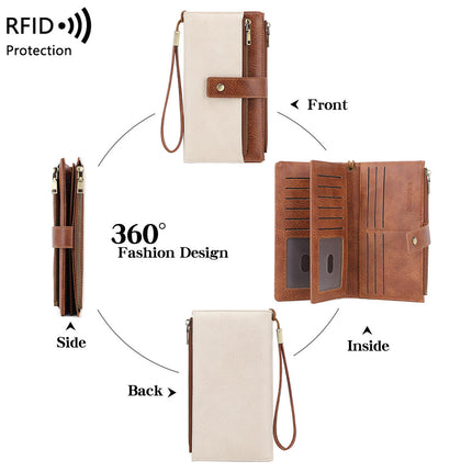 Cross-Border New Rfid Anti-Magnetic Women's Wallet with Multiple Card Slots 70% off Long Wallet European and American Retro Fashion Clutch Bag