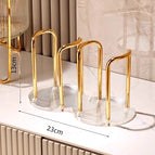 Two-seater striped cup holder-gold