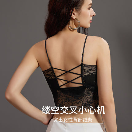 Tangge Silk Satin Beautiful Back Sling Latex Cup Mulberry Silk Thin Push-Up Bottoming Intimates Lace Sexy