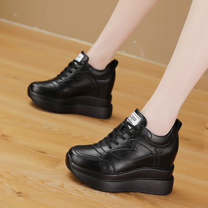 Trendy Sunday 2025 Autumn New Single Shoes Wholesale Thick-Soled Platform Inner Heightening Casual White Shoes Women's Shoes