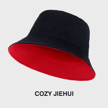 Summer Hat Big Head Fisherman Hat Double-sided Sunscreen Men's Hat Men's Trendy Thin Black Sun Hat Japanese