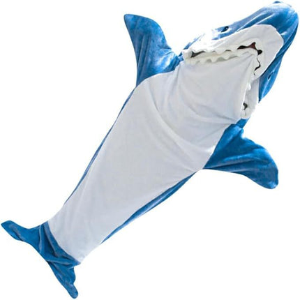 Cartoon conjoined autumn and winter shark sleeping bag flannel loose-fit adult camping sleeping bag for couples thickened warm home clothes
