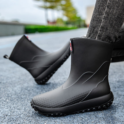 Cross-Border Export Fashion Rain Boots Men's Mid-Calf Waterproof Shoes Non-Slip Rain Boots Men's Rain Boots Fishing Shoes Water Boots Rubber Shoes