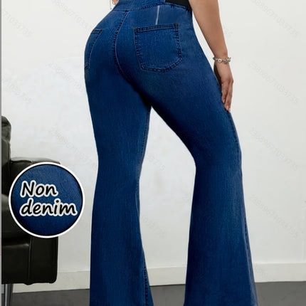 Cross-Border Amazon European and American New Style Faux Denim Printed Flared Pants High-Waisted Butt-Lifting Fitness Yoga Slim-Fit Leggings