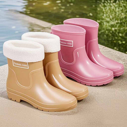 Fashionable Short-Tube Outdoor Women's Shoes, Versatile Sweet Water Shoes, Non-Slip Women's Rubber Slip-On Water Boots