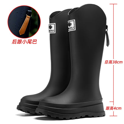 High-Quality, Fashionable, Versatile Non-Slip Rain Boots for Women, Waterproof Long-Tube Women's Rubber Shoes, Red Rain Shoes, Kitchen Water Shoes