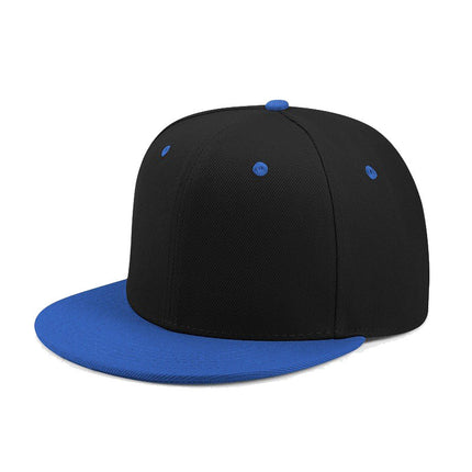 Cross-Border Color-Blocked American-Style Six-Panel Flat-Brim Hip-Hop Hat for Men and Women, Solid Color Plain Flat-Brim Hip-Hop Baseball Cap, Unisex