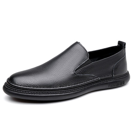 Men's Genuine Leather Shoes 2026 Summer New Style Breathable Hollow Slip-On Loafers Trendy Men's Soft Shoes