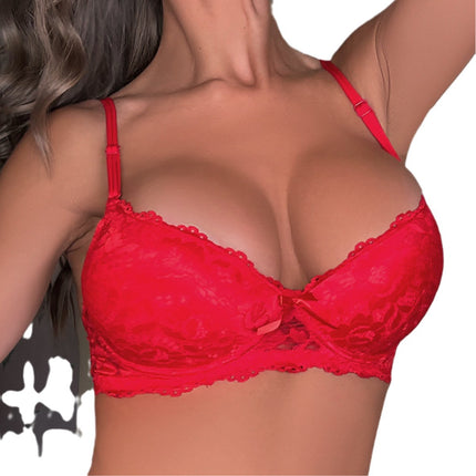 European and American Cross-Border Small Bust Push-Up Lace Bra for Women, Beauty Back Bra, Side Breast Gathering Bra with Chest Pads, Adjustable for a Fuller Look
