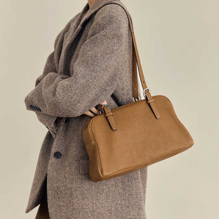 New Arrival Vegetable Tanned Leather High-Grade Youyou Bowling Bag Women's Spring Retro Large Capacity Commuting Shoulder Handbag