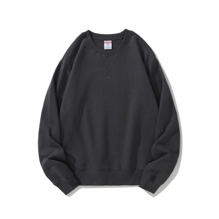 380g Heavyweight Pure Cotton Terry Sweatshirt Men's Sweatshirt American Retro Solid Color Long-Sleeve Crew Neck Unisex Customizable