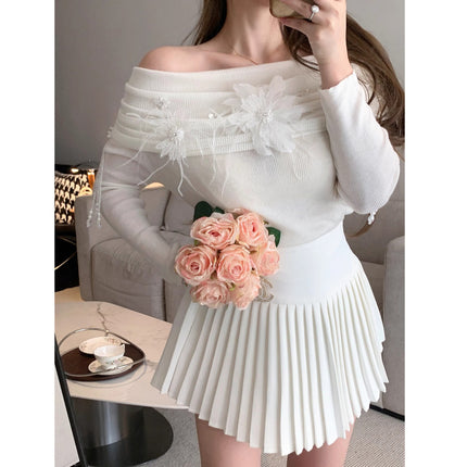 Classic All-match Organ Pleated Skirt Women's Autumn and Winter New Small Fragrant Style Solid Color High Waist Sexy A- line Pleated Skirt